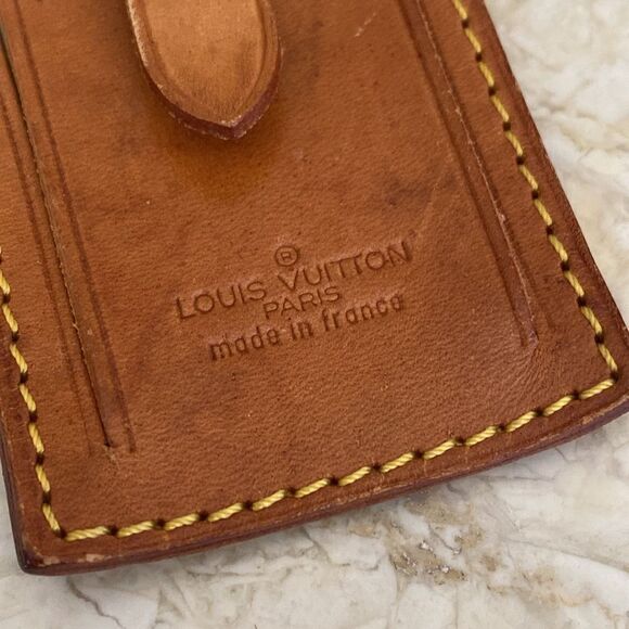 Vintage Louis Vuitton Vachetta Leather Luggage Tag & Poignet - Picture 4 of 12